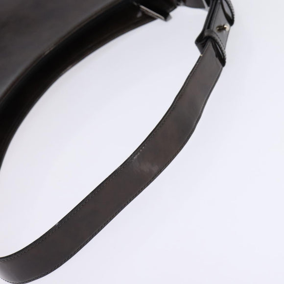 Salvatore Ferragamo Chain Vala Shoulder Bag Enamel Brown Silver Auth 143223