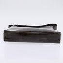 Salvatore Ferragamo Chain Vala Shoulder Bag Enamel Brown Silver Auth 143223-5