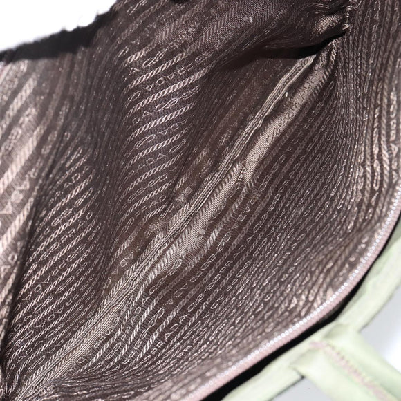 PRADA Tote Bag Nylon Khaki Silver Auth 143224