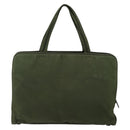 PRADA Tote Bag Nylon Khaki Silver Auth 143224-2
