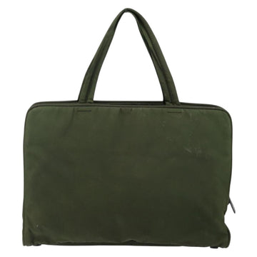 PRADA Tote Bag Nylon Khaki Silver Auth 143224 - 0