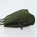 PRADA Tote Bag Nylon Khaki Silver Auth 143224-4