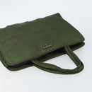 PRADA Tote Bag Nylon Khaki Silver Auth 143224-6