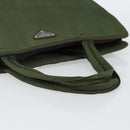 PRADA Tote Bag Nylon Khaki Silver Auth 143224-7