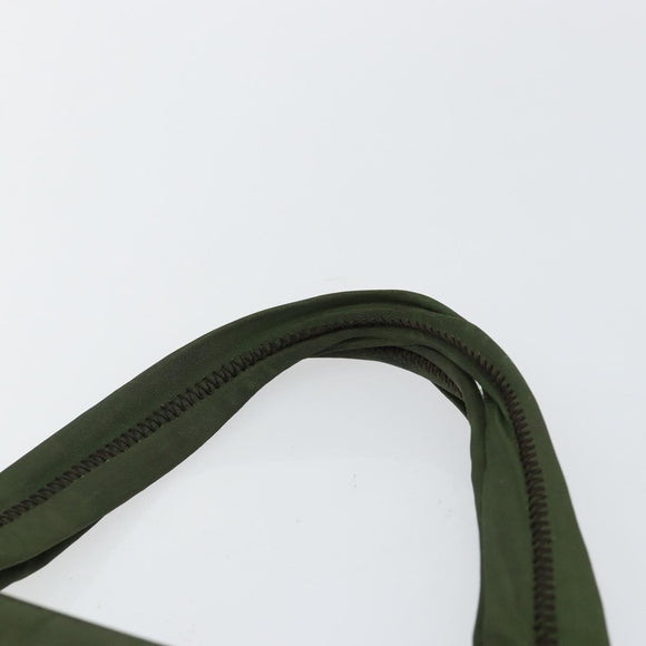 PRADA Tote Bag Nylon Khaki Silver Auth 143224