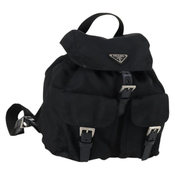 PRADA Backpack Nylon Black Silver Auth 143225