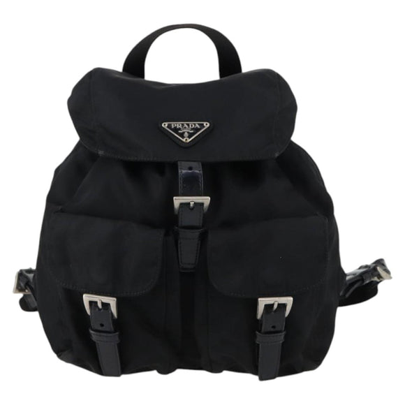 PRADA Backpack Nylon Black Silver Auth 143225