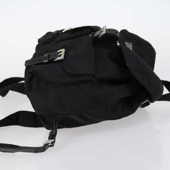 PRADA Backpack Nylon Black Silver Auth 143225