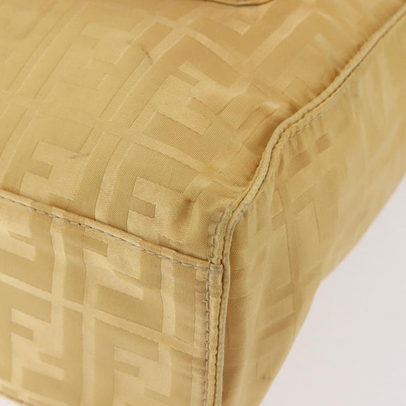 FENDI Zucca Canvas Hand Bag Yellow Gold Auth 143226