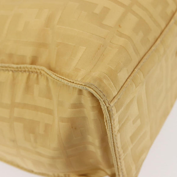 FENDI Zucca Canvas Hand Bag Yellow Gold Auth 143226