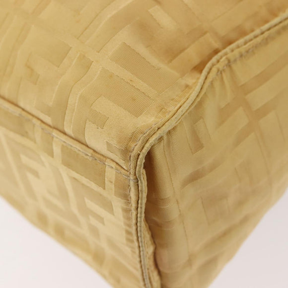 FENDI Zucca Canvas Hand Bag Yellow Gold Auth 143226