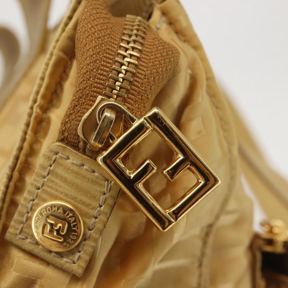 FENDI Zucca Canvas Hand Bag Yellow Gold Auth 143226