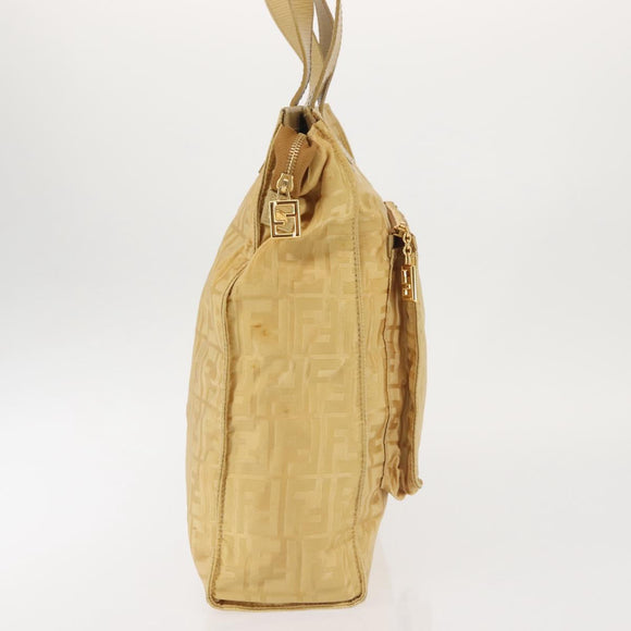FENDI Zucca Canvas Hand Bag Yellow Gold Auth 143226