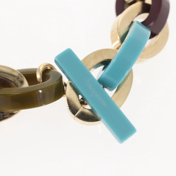 Salvatore Ferragamo Chain Belt plastic Gold Auth 143233