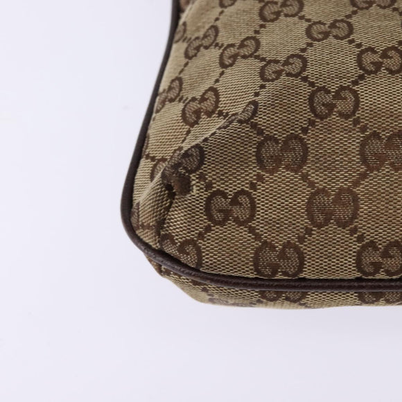 GUCCI GG Canvas Shoulder Bag Beige Silver Auth 143234