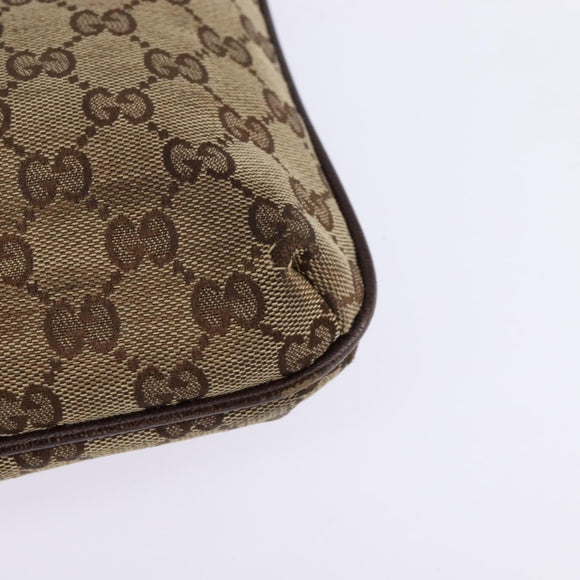 GUCCI GG Canvas Shoulder Bag Beige Silver Auth 143234