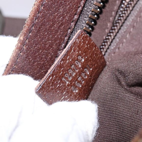 GUCCI GG Canvas Shoulder Bag Beige Silver Auth 143234