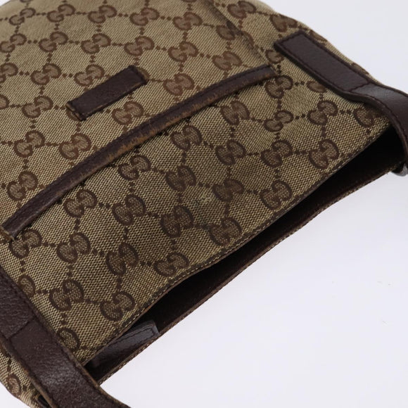 GUCCI GG Canvas Shoulder Bag Beige Silver Auth 143234