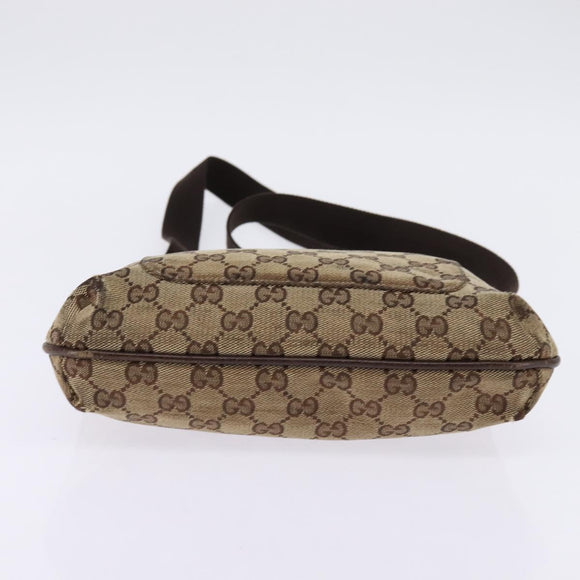 GUCCI GG Canvas Shoulder Bag Beige Silver Auth 143234