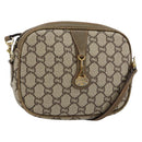 GUCCI GG Plus Supreme Shoulder Bag PVC Leather Beige Gold Auth 143237-1