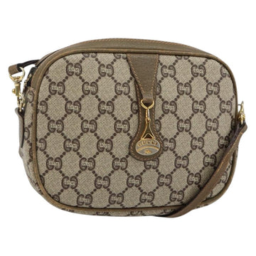 GUCCI GG Plus Supreme Shoulder Bag PVC Leather Beige Gold Auth 143237
