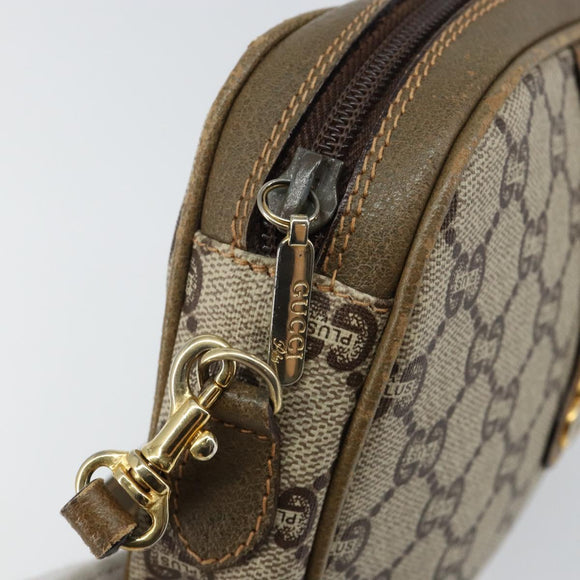 GUCCI GG Plus Supreme Shoulder Bag PVC Leather Beige Gold Auth 143237