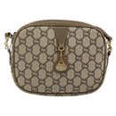GUCCI GG Plus Supreme Shoulder Bag PVC Leather Beige Gold Auth 143237-2