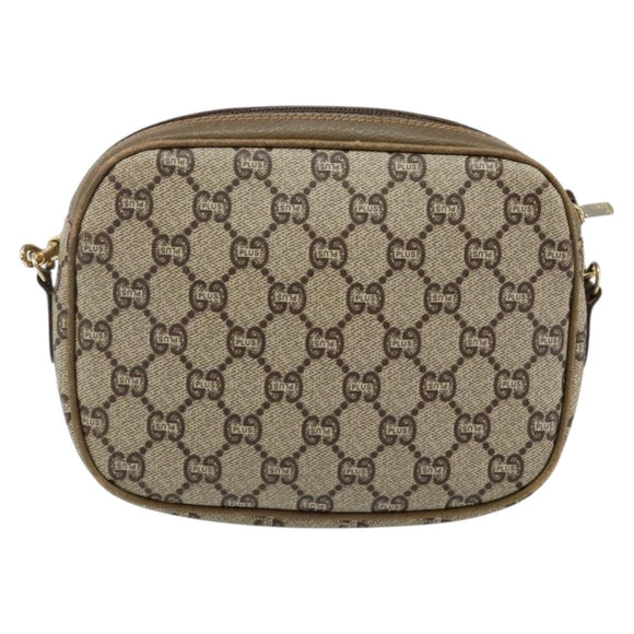 GUCCI GG Plus Supreme Shoulder Bag PVC Leather Beige Gold Auth 143237