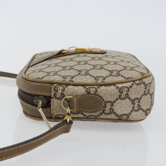 GUCCI GG Plus Supreme Shoulder Bag PVC Leather Beige Gold Auth 143237