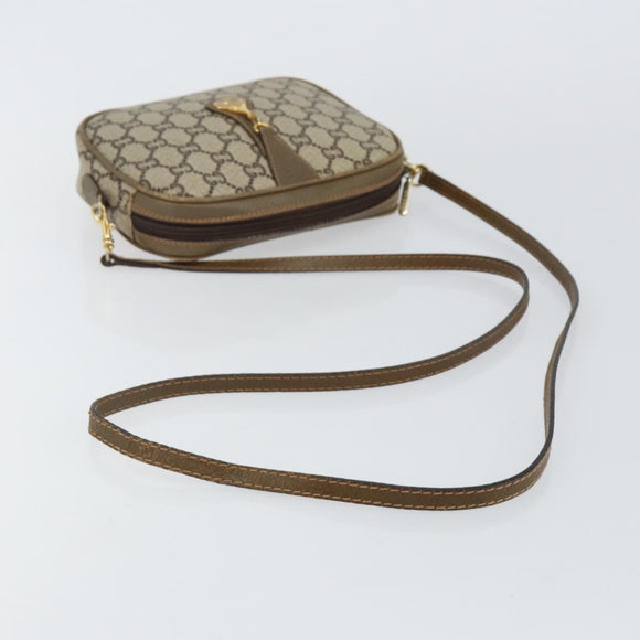 GUCCI GG Plus Supreme Shoulder Bag PVC Leather Beige Gold Auth 143237