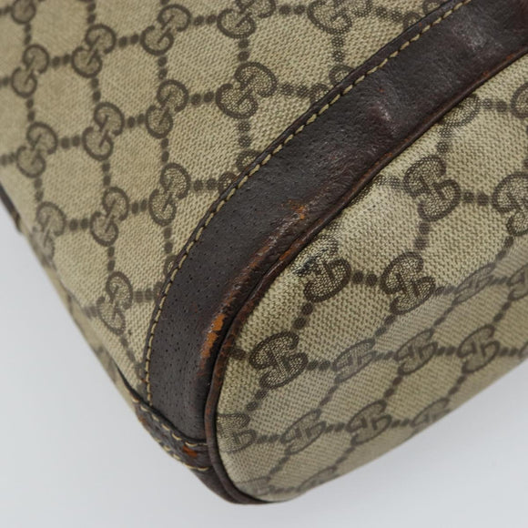 GUCCI GG Supreme Shoulder Bag PVC Beige Gold Auth 143238