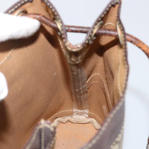 GUCCI GG Supreme Shoulder Bag PVC Beige Gold Auth 143238