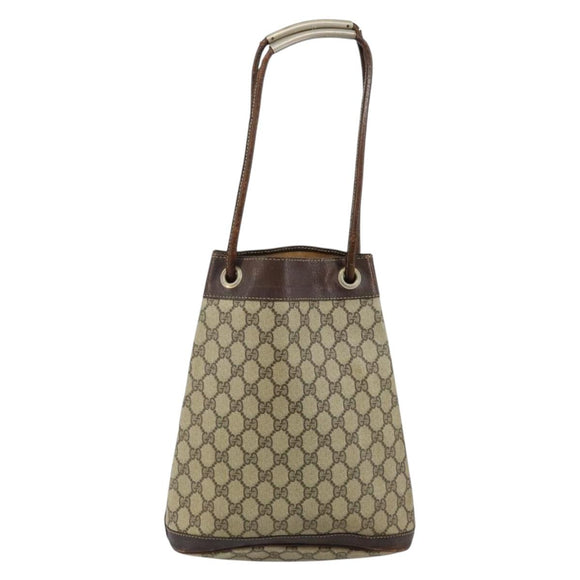 GUCCI GG Supreme Shoulder Bag PVC Beige Gold Auth 143238