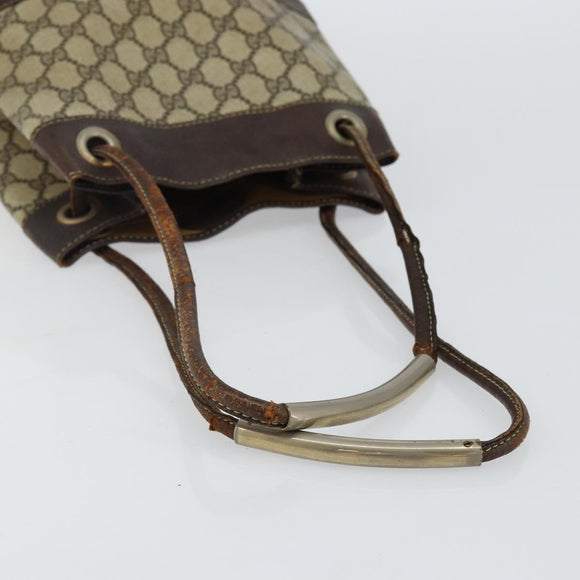 GUCCI GG Supreme Shoulder Bag PVC Beige Gold Auth 143238