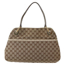 GUCCI GG Canvas Tote Bag Beige Gold 121023 Auth 143241-13
