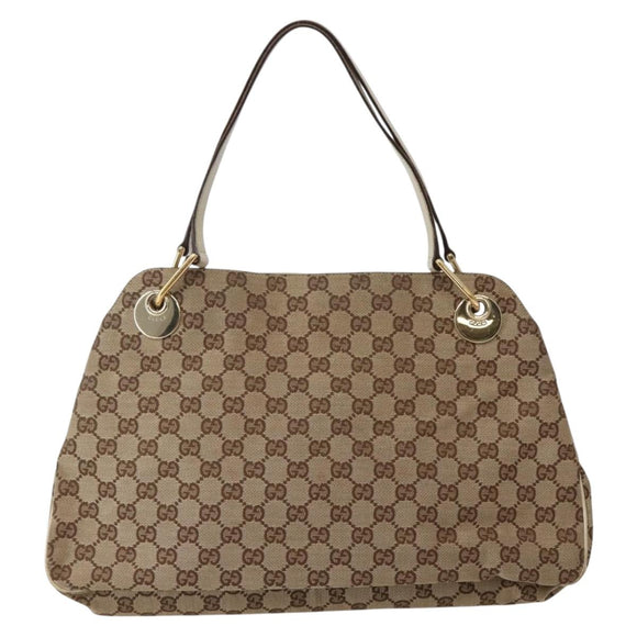 GUCCI GG Canvas Tote Bag Beige Gold 121023 Auth 143241