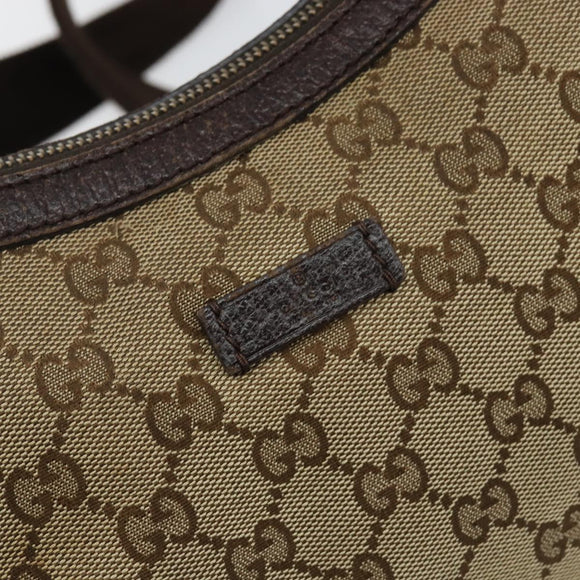 GUCCI GG Canvas Shoulder Bag Beige Silver 181092 Auth 143244