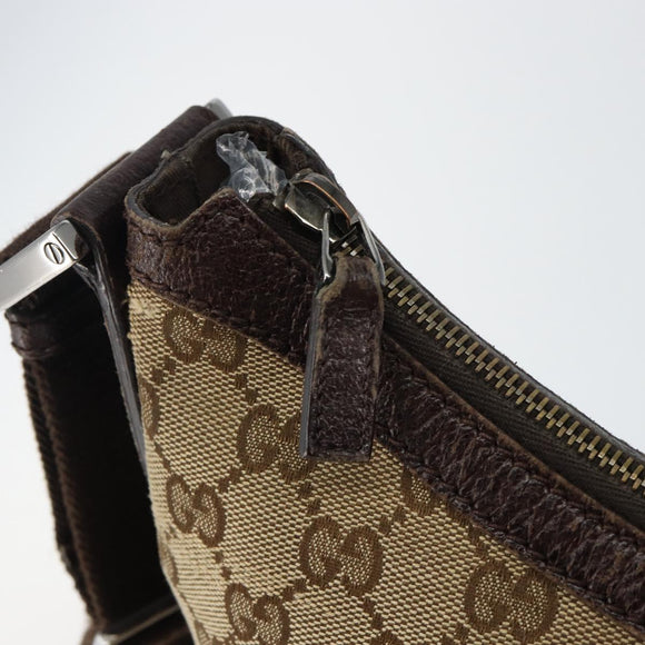 GUCCI GG Canvas Shoulder Bag Beige Silver 181092 Auth 143244