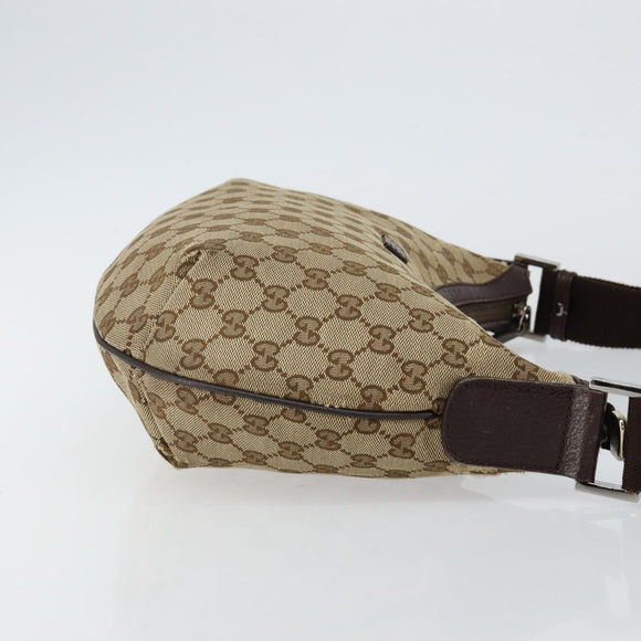 GUCCI GG Canvas Shoulder Bag Beige Silver 181092 Auth 143244