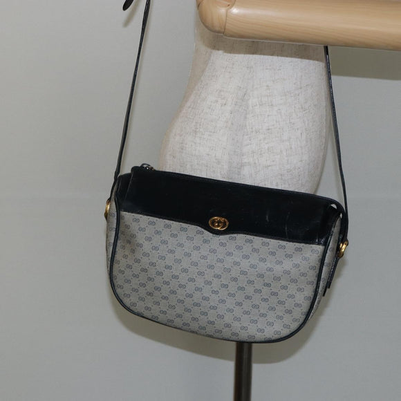 GUCCI Micro GG Supreme Shoulder Bag PVC Navy Gold 001 115 0918 Auth 143245
