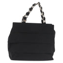 Salvatore Ferragamo Vala Hand Bag Canvas Black Silver Auth 143256-1