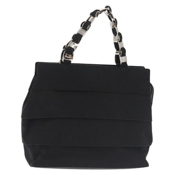 Salvatore Ferragamo Vala Hand Bag Canvas Black Silver Auth 143256