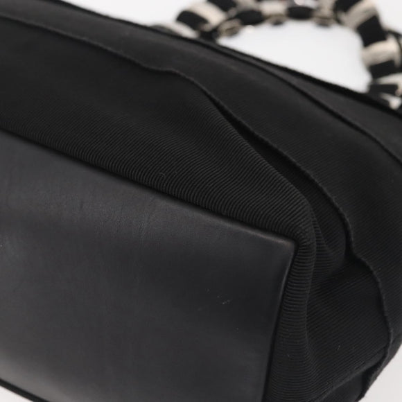 Salvatore Ferragamo Vala Hand Bag Canvas Black Silver Auth 143256