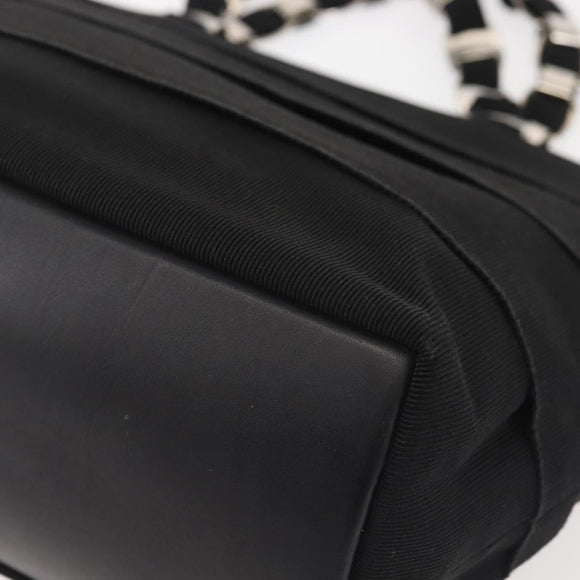 Salvatore Ferragamo Vala Hand Bag Canvas Black Silver Auth 143256