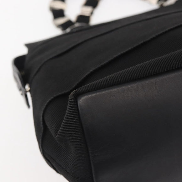 Salvatore Ferragamo Vala Hand Bag Canvas Black Silver Auth 143256