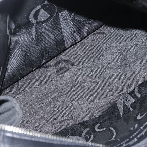 Salvatore Ferragamo Vala Hand Bag Canvas Black Silver Auth 143256