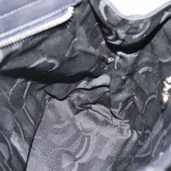 Salvatore Ferragamo Vala Hand Bag Canvas Black Silver Auth 143256