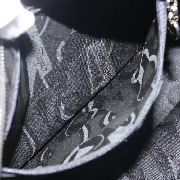 Salvatore Ferragamo Vala Hand Bag Canvas Black Silver Auth 143256