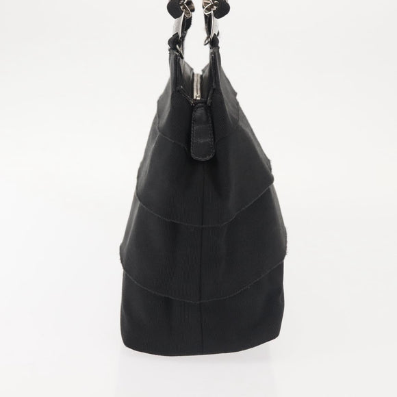 Salvatore Ferragamo Vala Hand Bag Canvas Black Silver Auth 143256