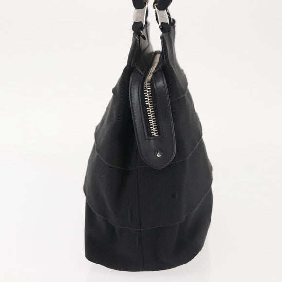 Salvatore Ferragamo Vala Hand Bag Canvas Black Silver Auth 143256